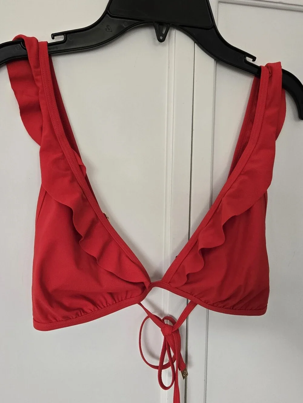 NWT Tory Burch Red Ruffle Tie-Back Bikini Top